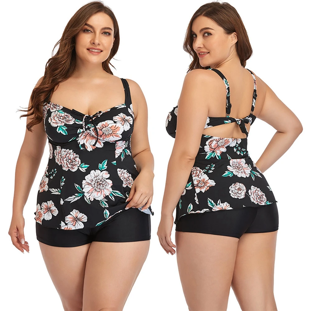 

Women's Large Size Sexy Print Ruffle Bikini Summer Fashion Beachwear Two Piece Swimsuit