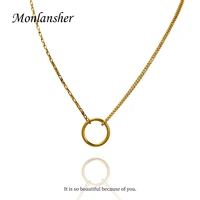 monlansher double beads chain box chain spliced necklace titanium steel thin chain choker for women minimalist necklace jewelry