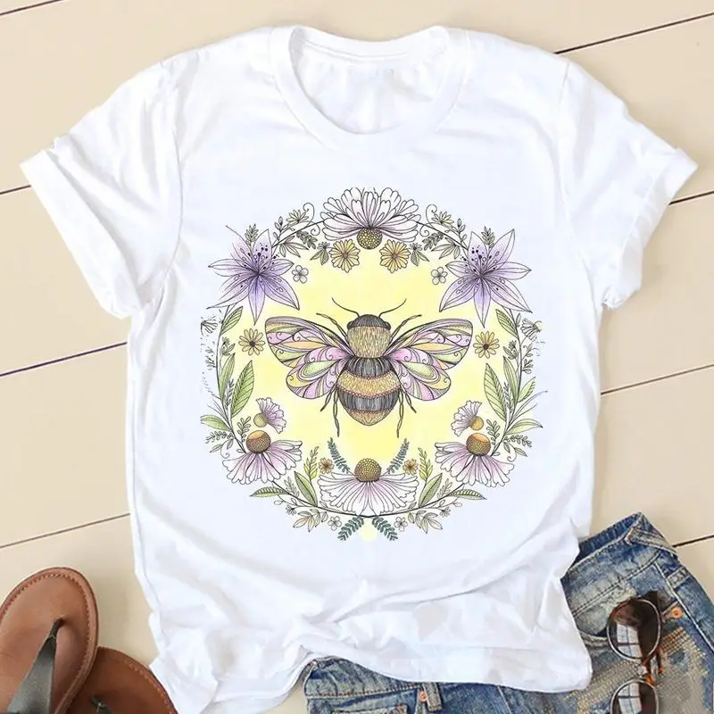 

Women Short Sleeve Watercolor Bee Style T-shirts Cartoon Clothes Spring Summer Female Tee Ladies Fashion T Graphic Tshirt