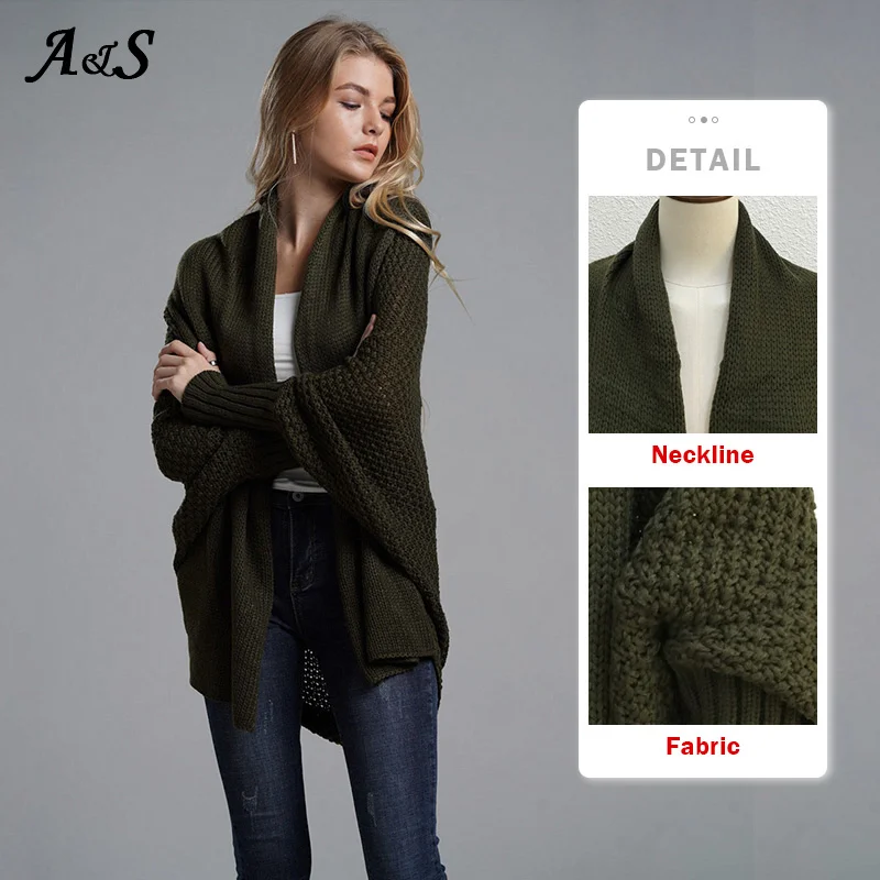 Anbenser Oversized Sweater Cardigan Knitted Women's Clothes Patchwork Batwing Sleeves Outerwear Female Winter Plus Size Overcoat |