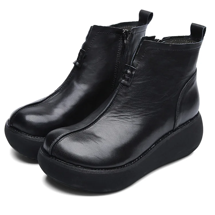 

2020 New Style for Autumn and Winter Full-Grain Leather Increased Casual Shoes Retro Platform Shoes Real Leather Shoes