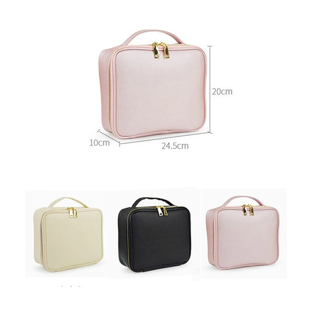 

Pu Cosmetic Case Large-capacity Hand-held Storage Box Travel Wash Bag Multifunctional Convenient Luggage Container Home Storage