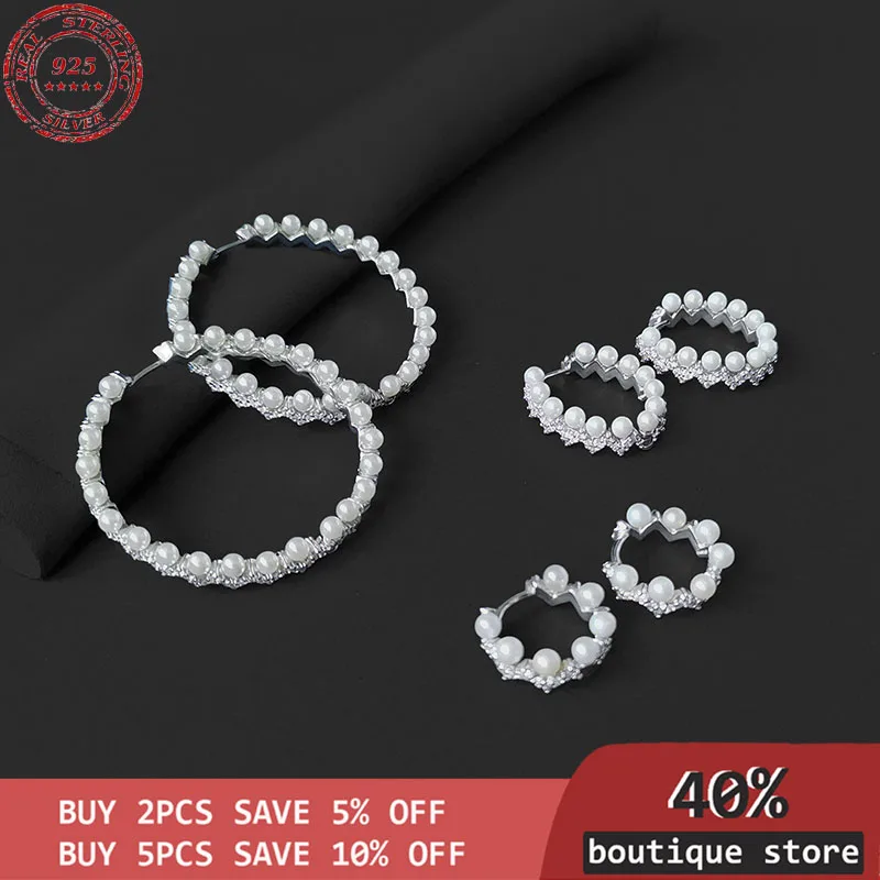 

Pearl earrings in silver sterling s925 geometric in z-shaped luxury pearl earrings, women's fashions, luxury pearl jewelry