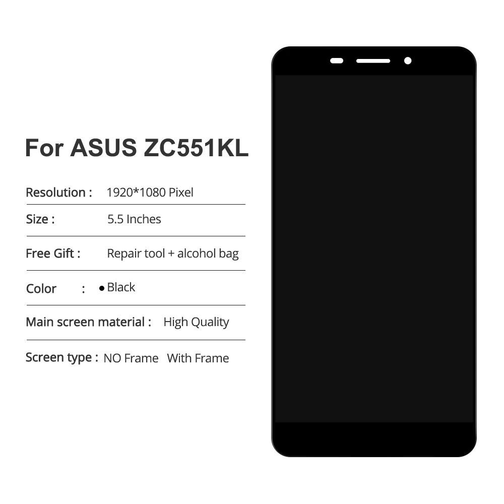 ЖК-дисплей 5 дюйма для ASUS Zenfone 3 Laser ZC551KL с сенсорным экраном и дигитайзером
