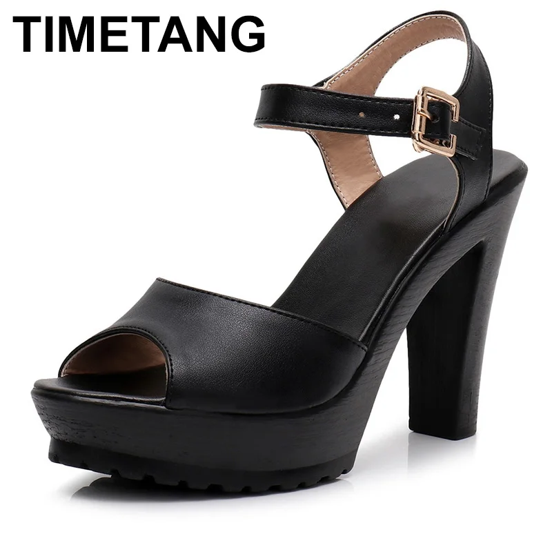 

TIMETANG 2020 summer shoes woman high heel sandals summer sandals ladies sandal with platform heels Peeps Toe sandalias big size