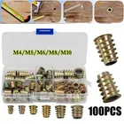 100 шт. M4M5M6M8M10 резьба из цинкового сплава для деревянной вставки гайка Фланцевая Шестигранная головка мебельные гайки