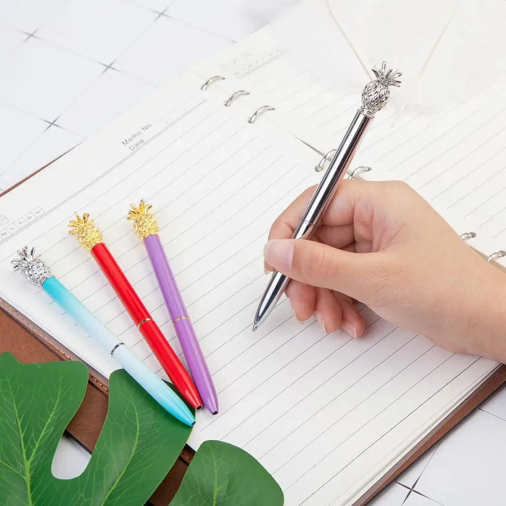 1 мм шариковая ручка симпатичная ананас Форма металла черные чернила для ручек