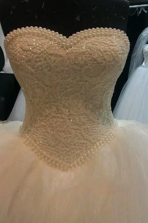 

Luxury Long Bridal gowns Ball Gown Pearls Beading Lace Sweetheart Floor Length For bride 2020 Mother of the Bride Dresses