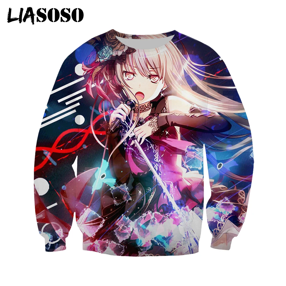 

LIASOSO Animel Bang Dream Sweatshirt 3D Print Men Women Hoodies Hip Hop Fashion Street Clothes Long Sleeve Pullover Oversize