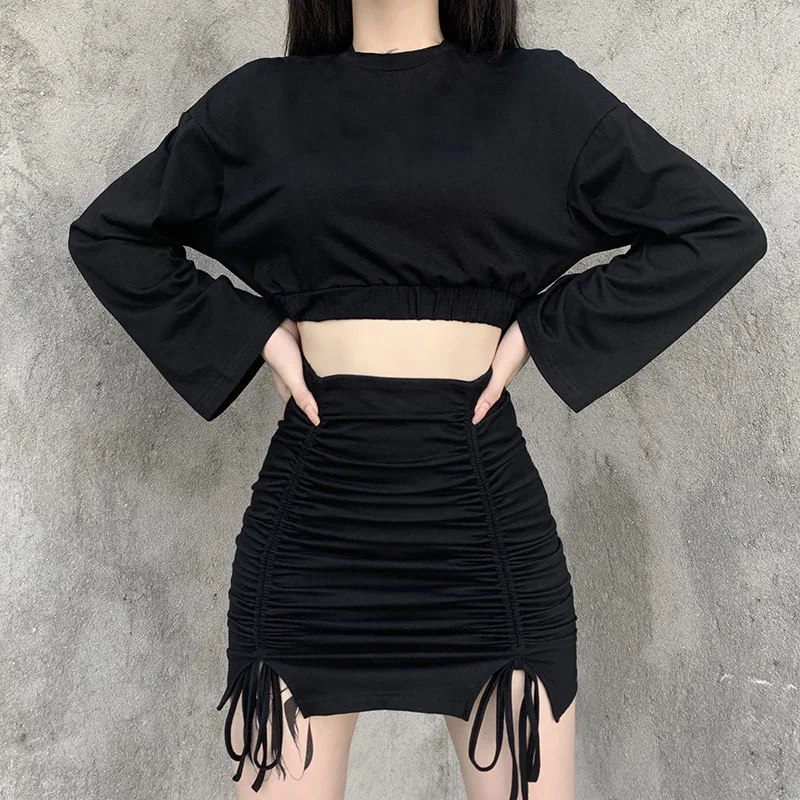 

Fashion Trend Women Two-piece Set Long Sleeves And Short Skirts Dresses For Women Party Autumn Bandage Sheath Mini Dress