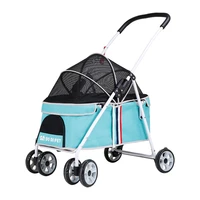 pet car portable dog cat cart breathable folding cat cart four wheel shock absorbing trolley baby carriage newborn outdoor