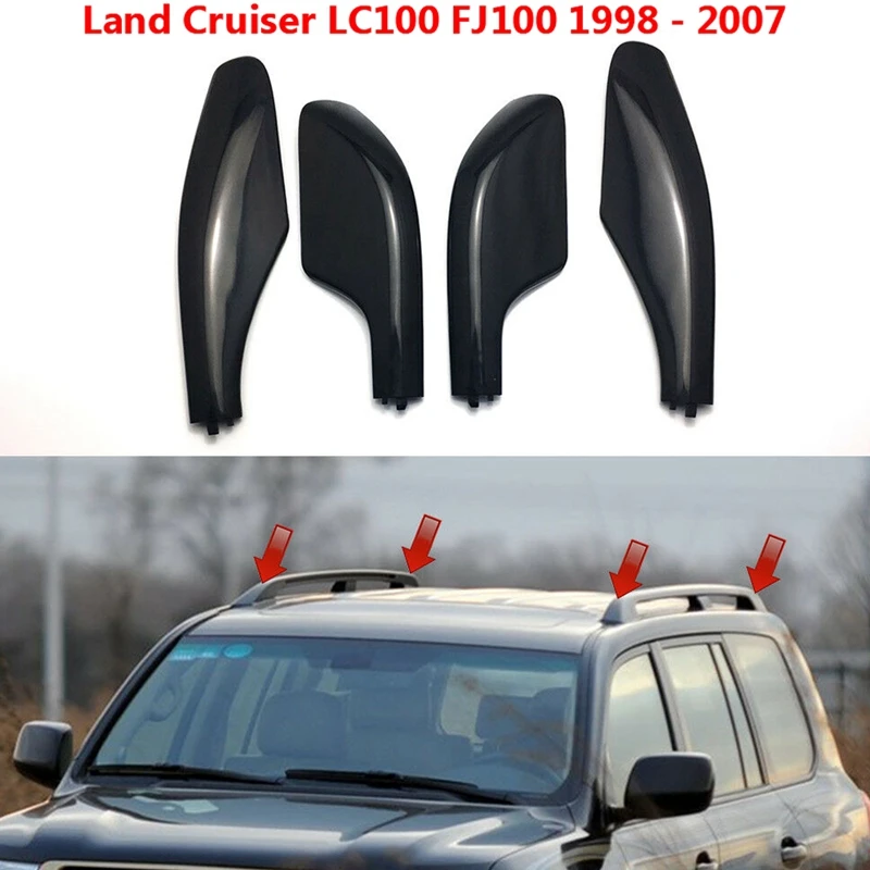 

Черный багажник на крышу бар рельсовый конец замена крышки оболочки 4 шт для Toyota Land Cruiser LC100 FJ100 1998-2007