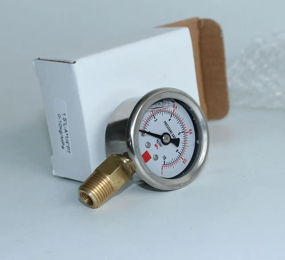 

Zanchen-10 Оросительная нержавеющая сталь 304 двойной масштаб заполненный жидкостью манометр с латунными внутренними латунными 1/4 "BSPT нижнее Кре...