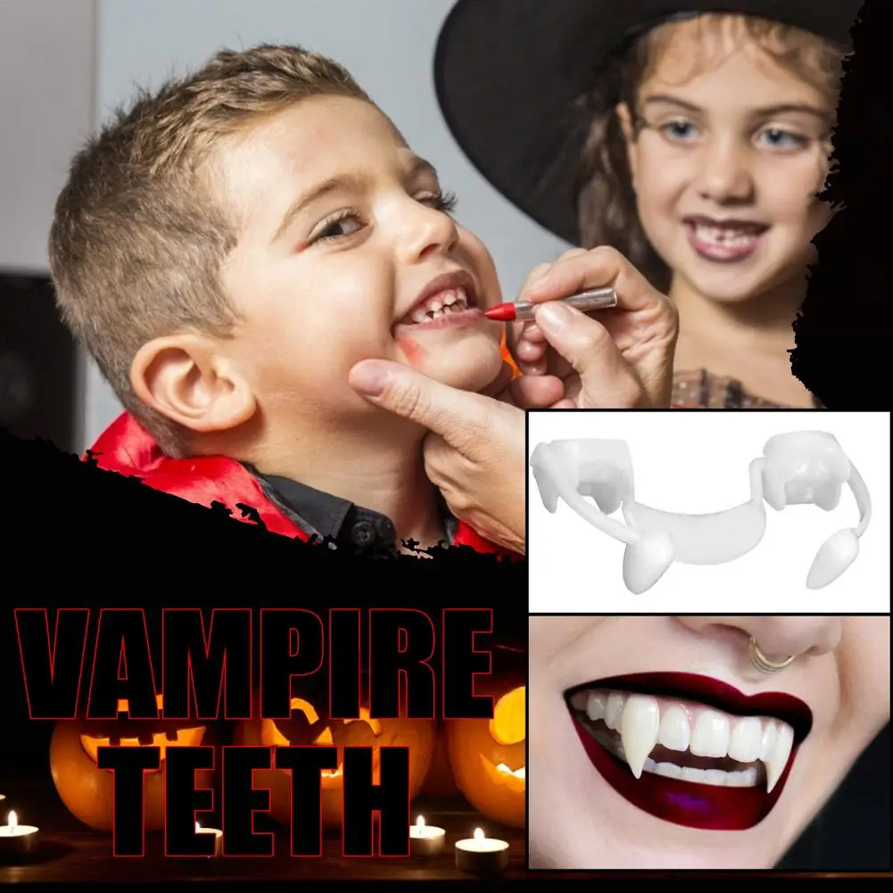 

Выдвижные Зубы вампира на Хэллоуин, клыки зомби, безопасные Мягкие силиконовые клыки, реквизит для косплея на Хэллоуин, забавная игрушка
