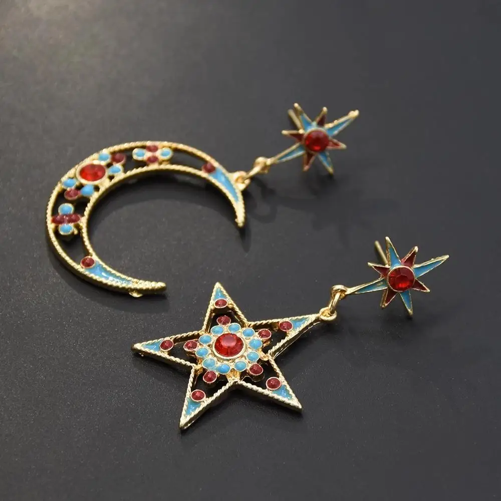 

2020 New Korean Jewelry Star Moon Long Stud Earings For Women Asymmetric Round Planet Earring Drop Pendientes Tassel Brinco