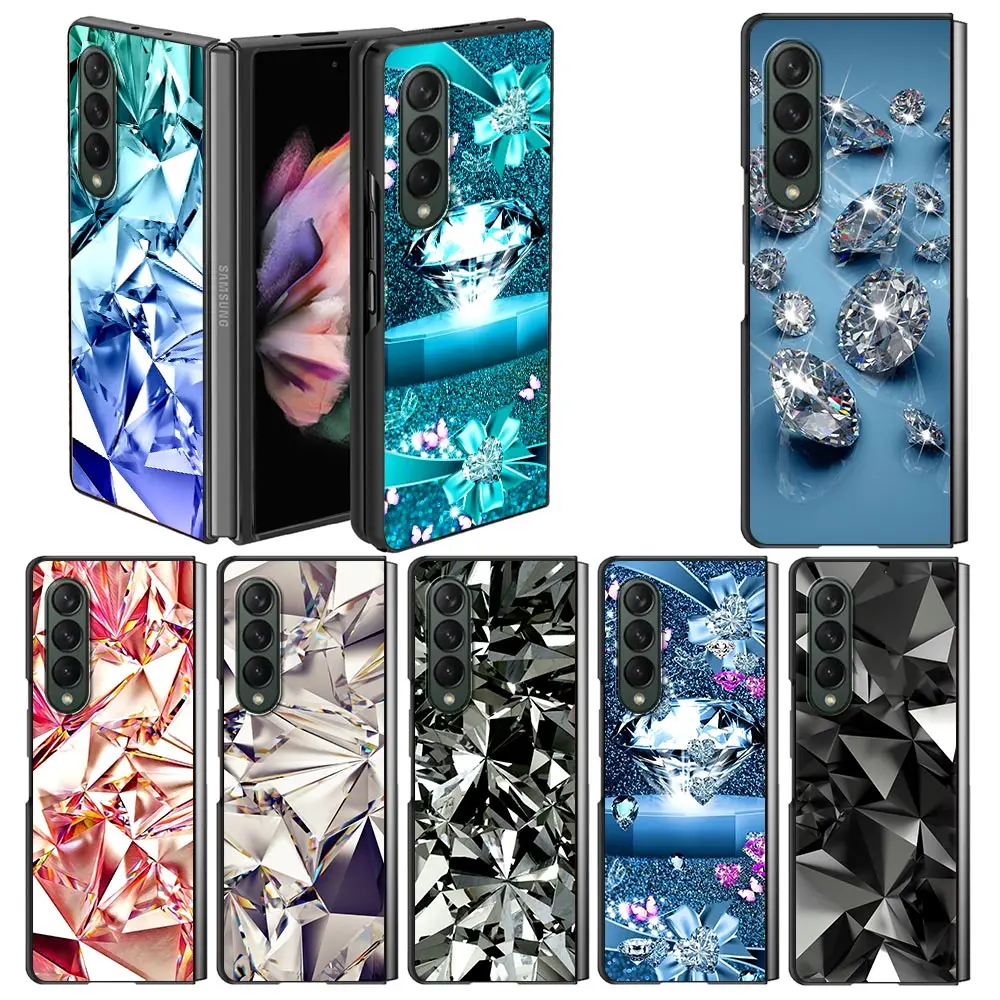 

Luxury Phone Case for Samsung Z Fold3 5G Silicone Hard Cover For Galaxy Z Fold 3 Capa for ZFold 3 Diamond Pieces