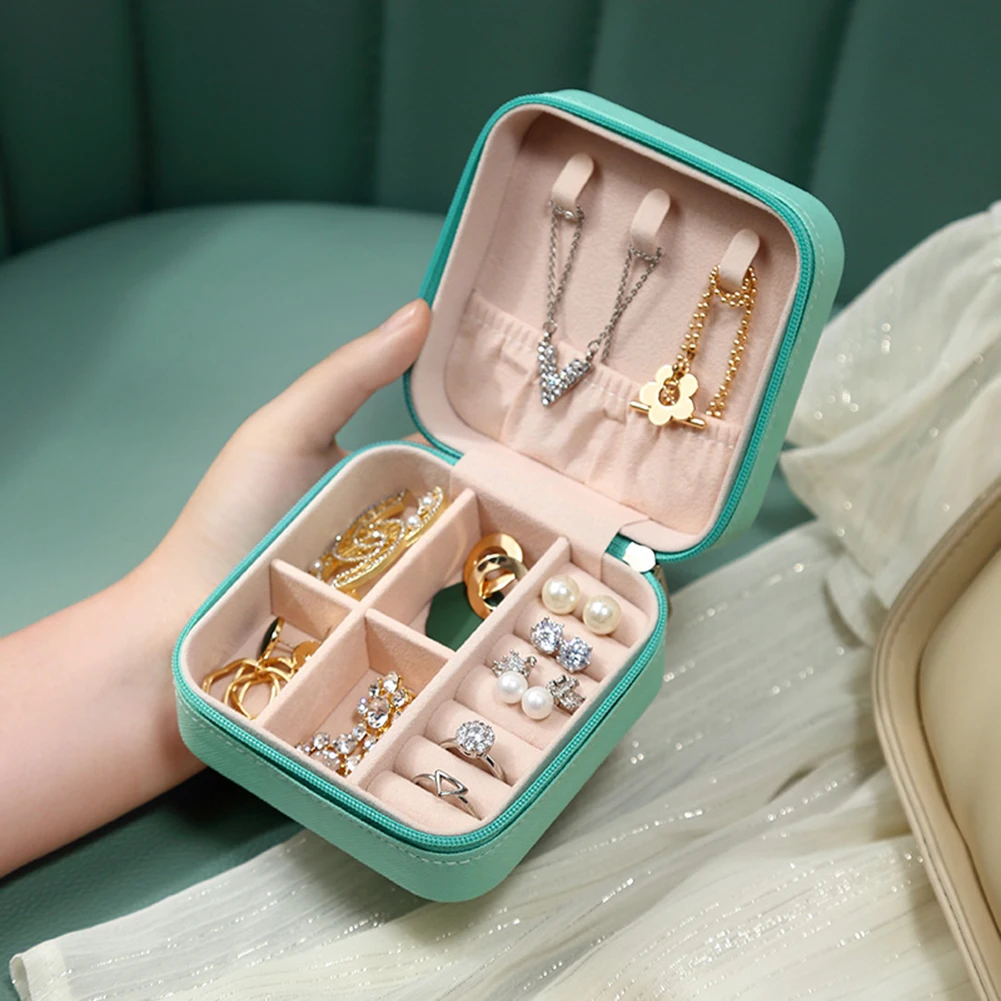 

10*10*5cm Portable Jewelry Box Jewelry Organizer Display Travel Joyeros Organizador De Joyas Jewelry Case Boxes Leather