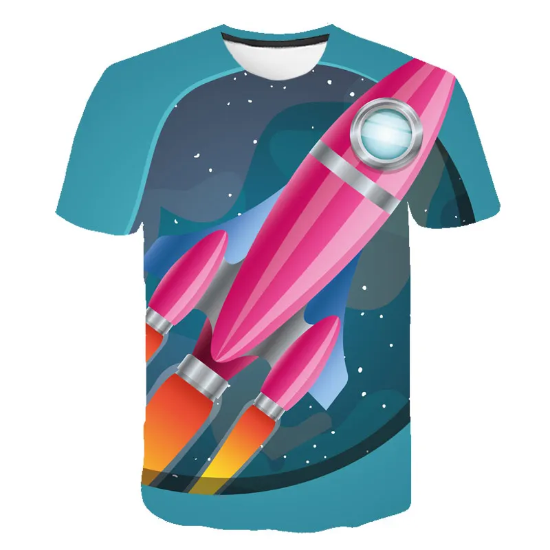 

Boys/Girls t-shirt Space Rocket Print Casual Harajuku Tops Unisex Children Clothing 4T-14T Fashion Cool Short-sleeved 3D Tshirt
