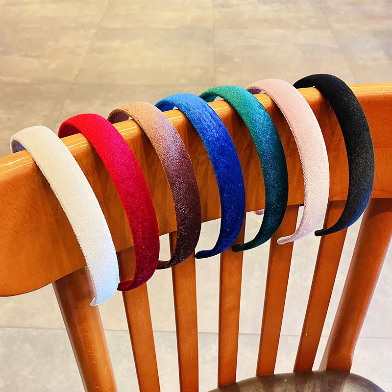 Женская бархатная повязка для волос элегантная цветная винтажная на голову