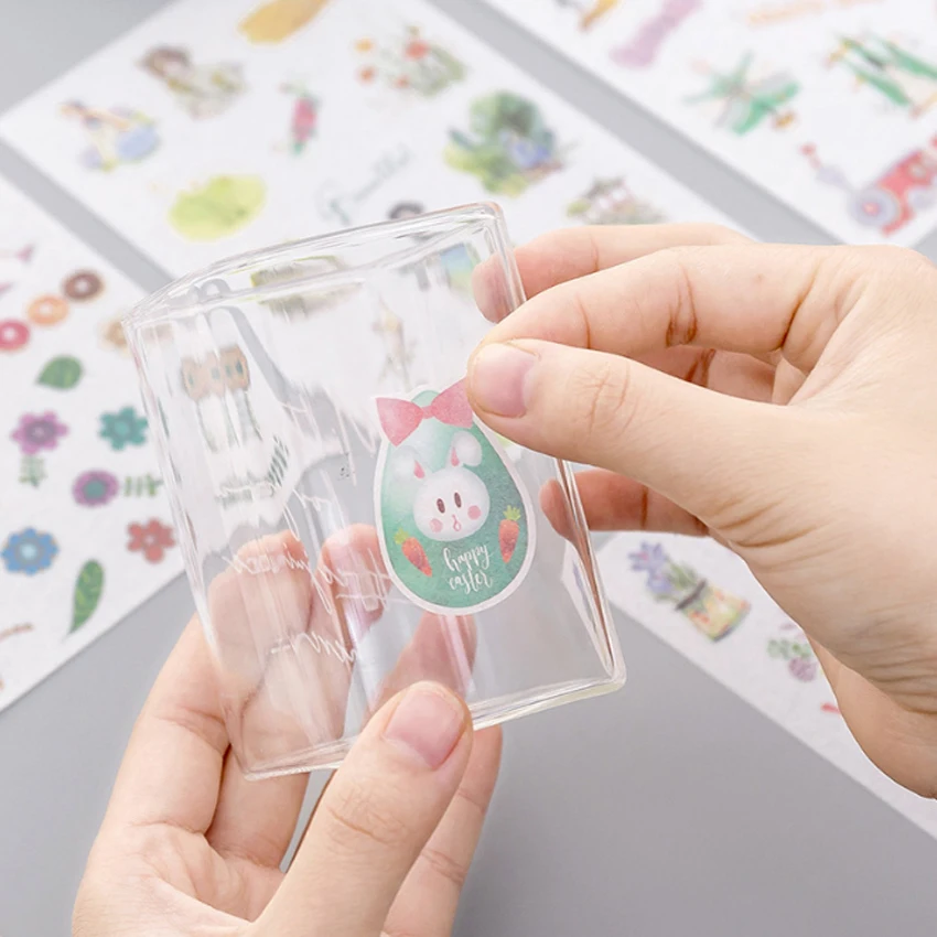 6 шт./лот милые маленькие свежие бумажные наклейки прозрачные ПВХ детские