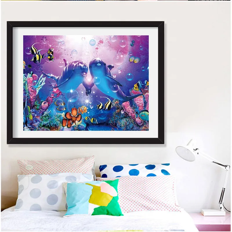 Алмазная 5D Вышивка с дельфином картина для творчества вышивка крестиком мозаика