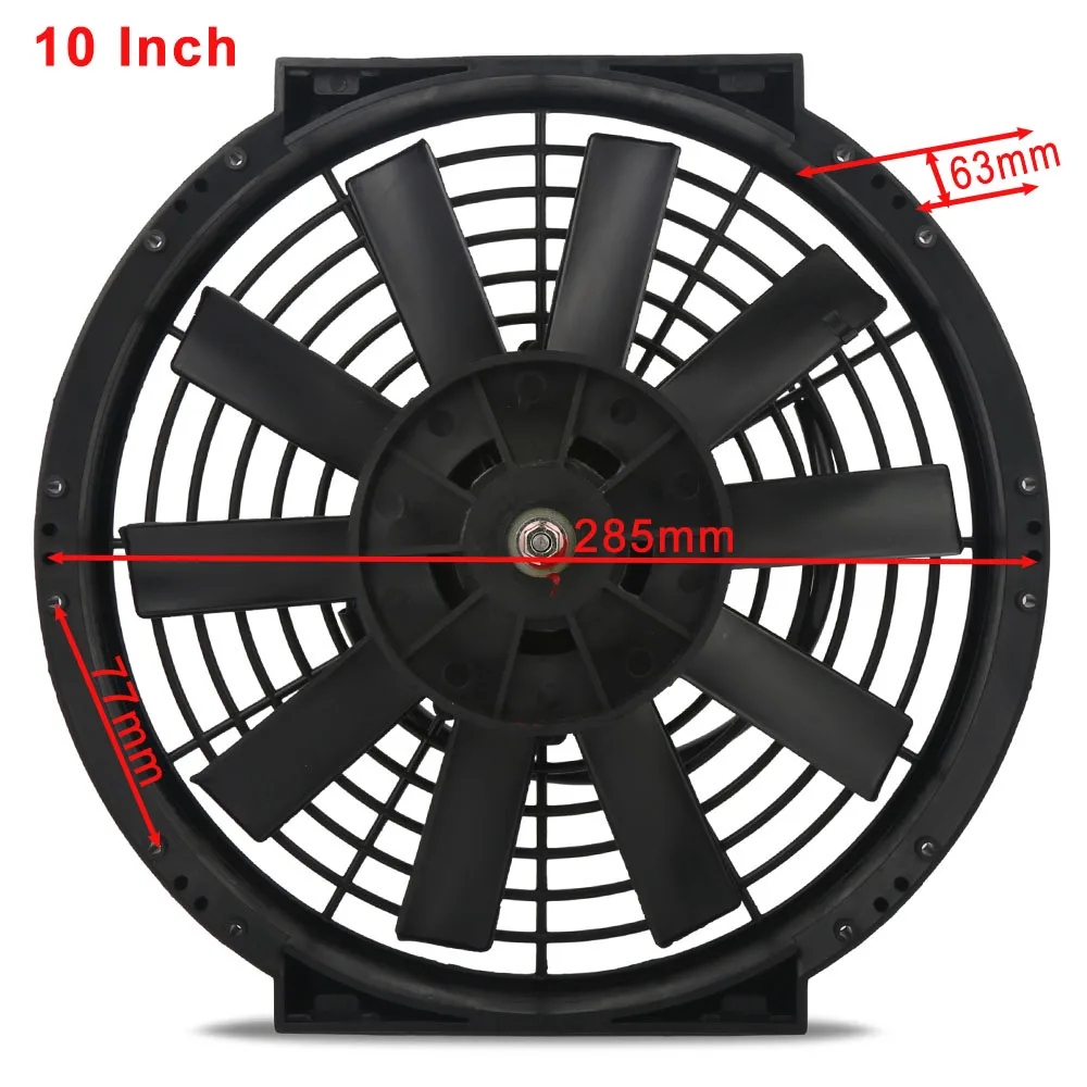 10 Straight Blades Универсальный " 9" 1" 12" 1" тонкий Электрический Тяговый толкающий вентилятор/радиатор двигателя масляный охладитель охлаждающий вентилятор 12 в 80 Вт лопасти прямые - Цвет: 10 Straight Blades