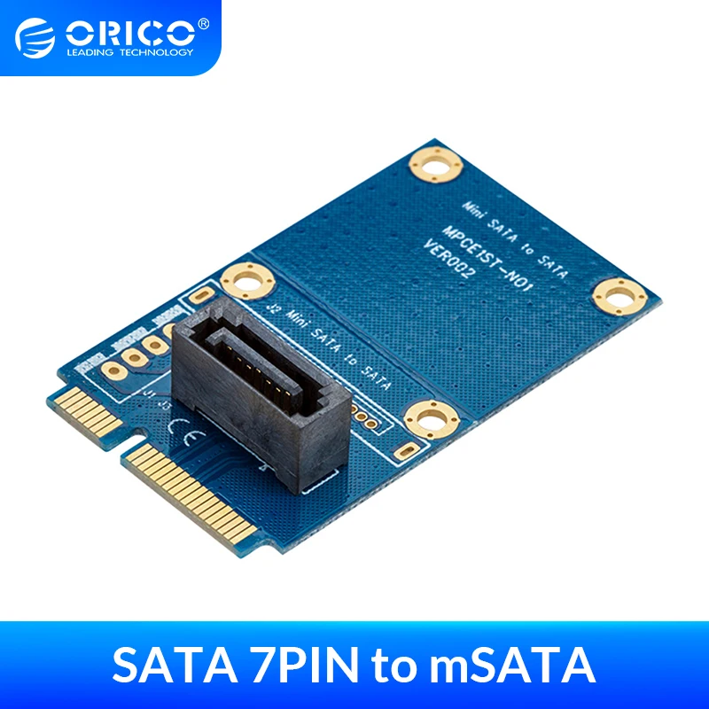 

ORICO SATA 7PIN to mSATA Adapter Vertical Type SSD Adapter Support SATA3 Protocol Support Full High Size Double Sided PCB Board