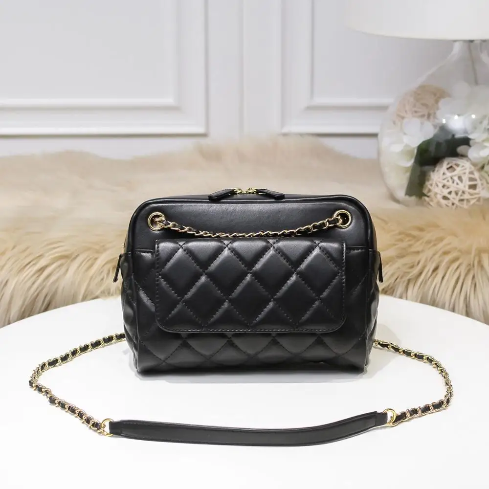 

free shipping 2020 the new style fashion genuine cow leather women one shoulder bag crossbody bag 22cm chain bag