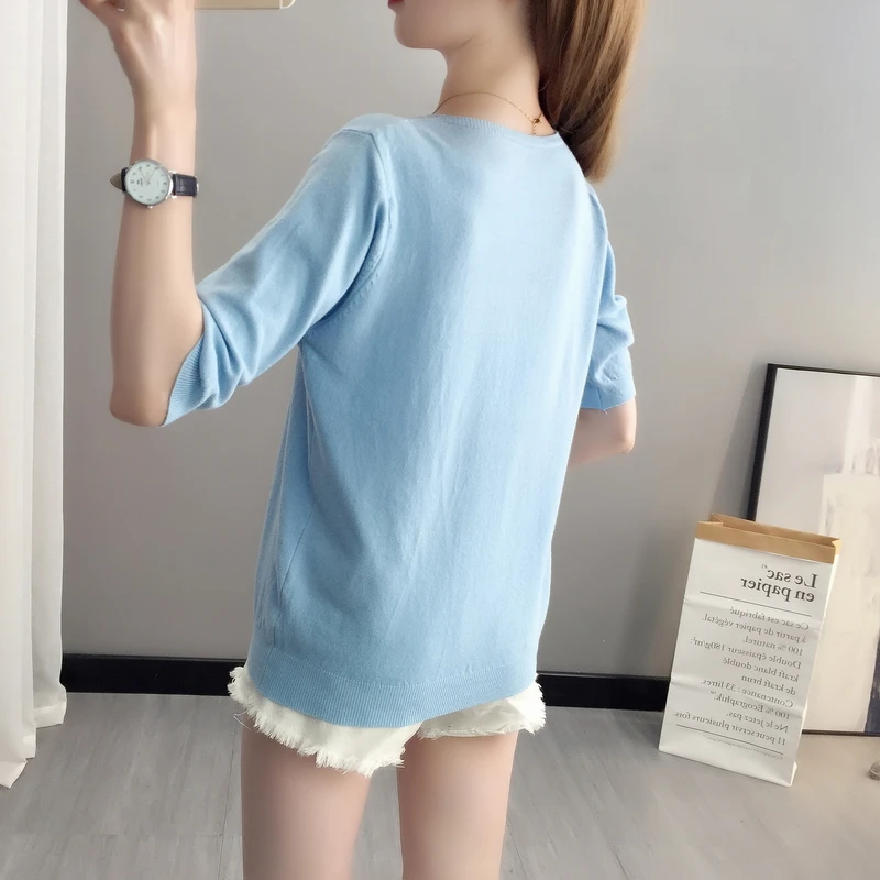 

In the 19869 film sleeve v-neck bar in pure color fake pocket knit 26