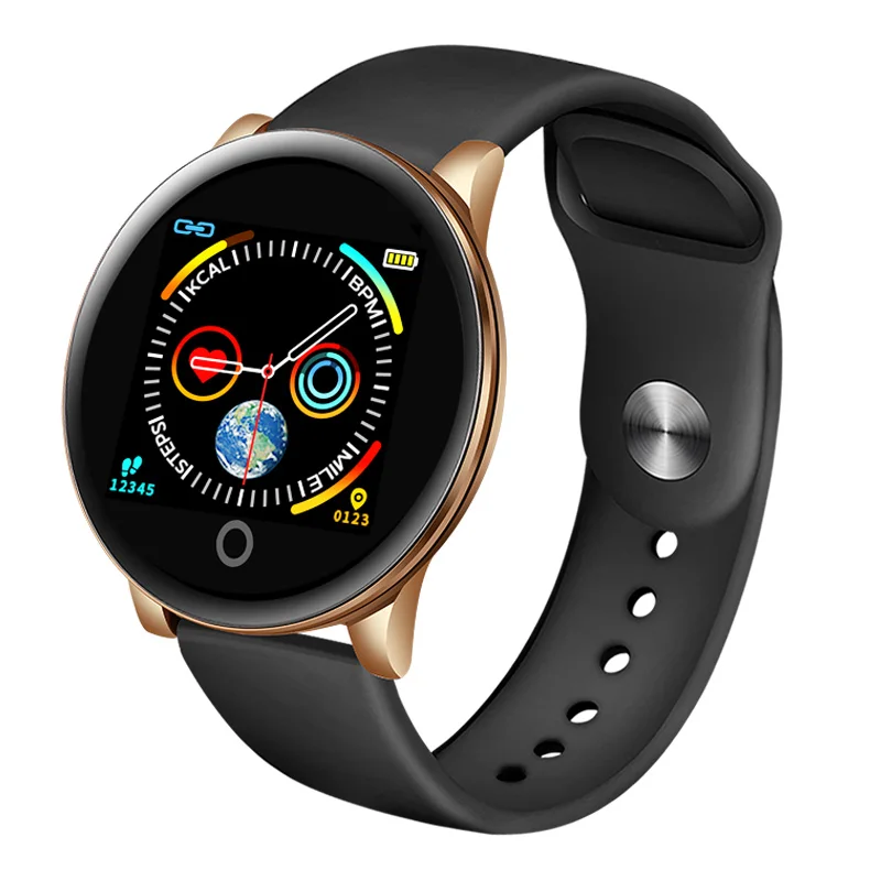 Gold black Reloj новые фитнес умные наручные часы для мужчин и женщин для iPhone устройство слежения за кровяным давлением шагомер часы smartwatch - Цвет: Gold black
