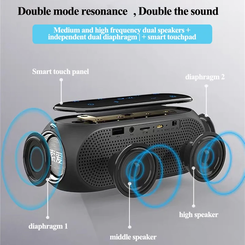 Portable Speakers Bluetooth Column Wireless Outdoor subwoofer Smart touch Double diaphragm support TF AUX USB FM radio soundbar |