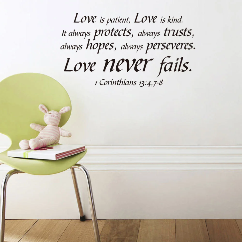 

Bible Letter Quotes Love is patient Love is kind Wall Sticker PVC Wall Art