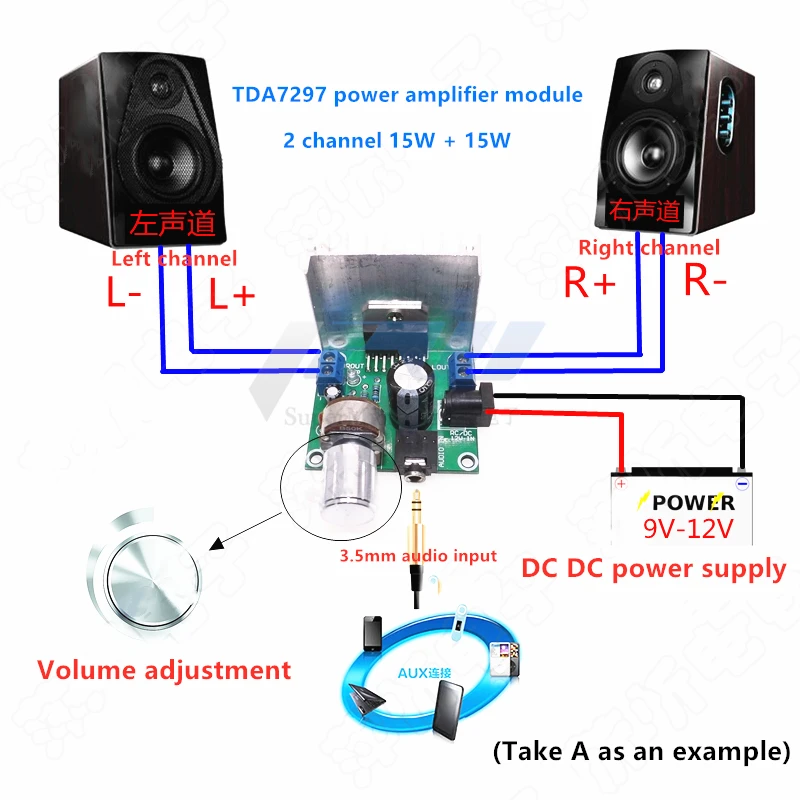 Плата усилителя мощности tda7297 цифровая плата двухканальный бесшумный усилитель