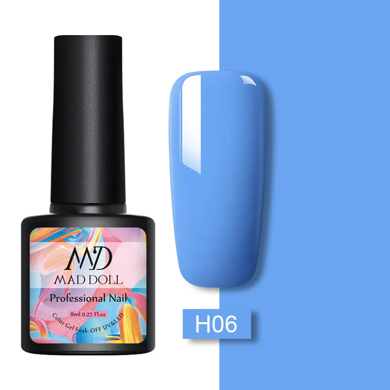 H06 MAD DOLL, 8 мл, Гель-лак для ногтей, красный, синий, фиолетовый, смешанные цвета, отмачивается от УФ-лака, долговечный гель для дизайна ногтей - Цвет: H06