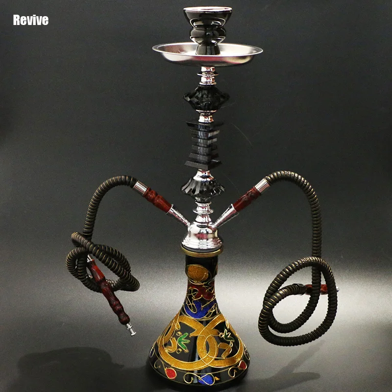 Полный набор кальяна кальян с стеклянной основой черный два шланга наргиле