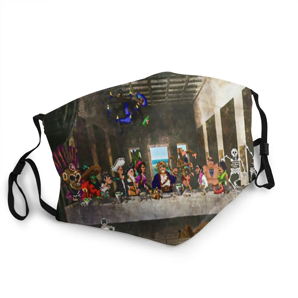 Маска для лица с изображением острова обезьян Тайная вечеря | Аксессуары одежды