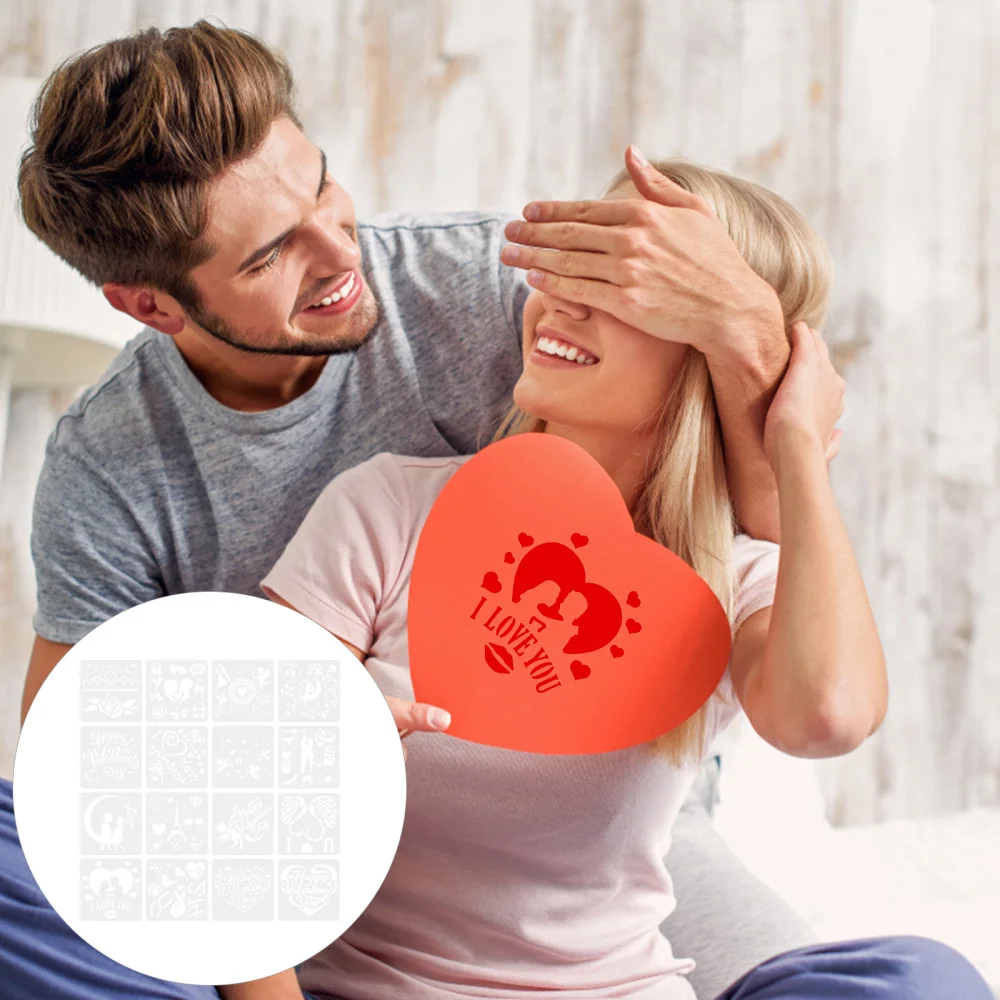 

16pcs Valentine's Day Series DIY Painting Stencils Hollow Drawing Templates