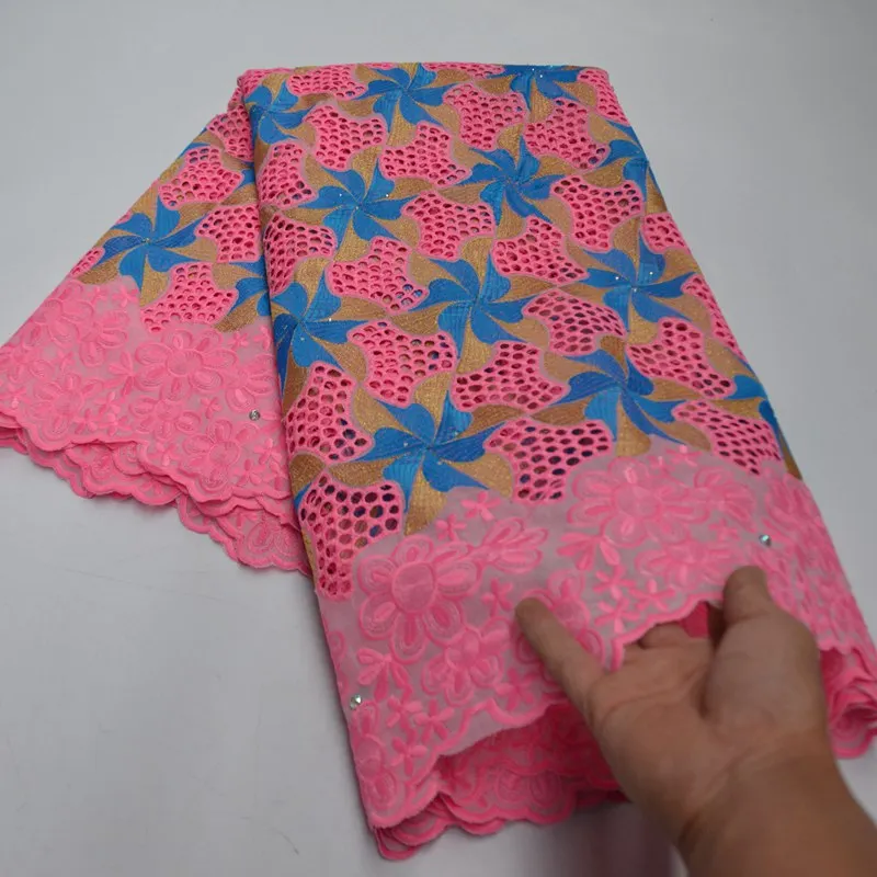 

5 yards pink soft cotton embroidery lace African Swis voile lace fabric Nigerian Ghana sewing clothes high quality TS5932
