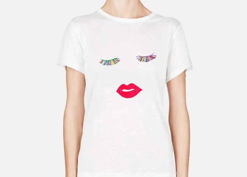 Kawaii Expression большие размеры 3XL 2XL женские топы с принтом в виде губ и глаз свободная