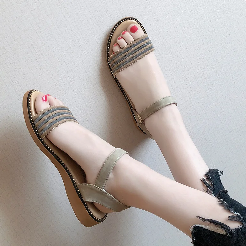 

Summer Women Sandals Retro Rome Thick Bottom Open Toe Sandals Outdoor Casual Beach Leather Slippers Comfortable Non-slip Sandals