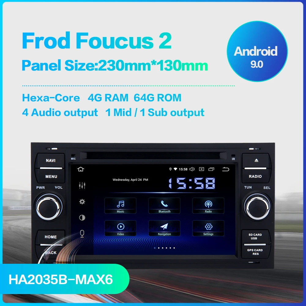 Автомагнитола Dasaita 7 &quot 2 din Android 9 0 для Ford Galaxy S Max Fusion Fiesta Kuga old Mondeo GPS навигатор 64 Гб