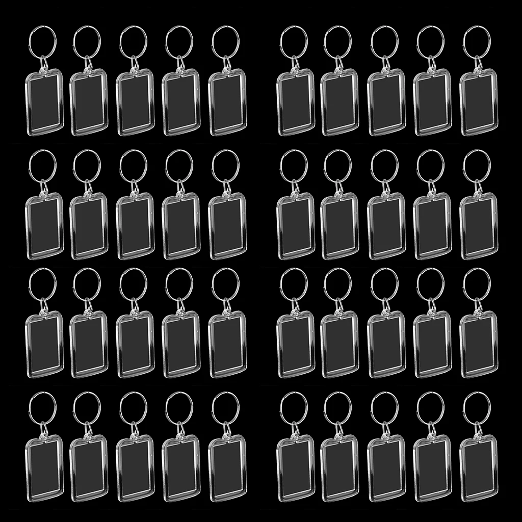 40pcs Acrylic Photo Keychain Custom Frames Insert Clear Blank DIY Picture Frames - 1.5 X 0.98
