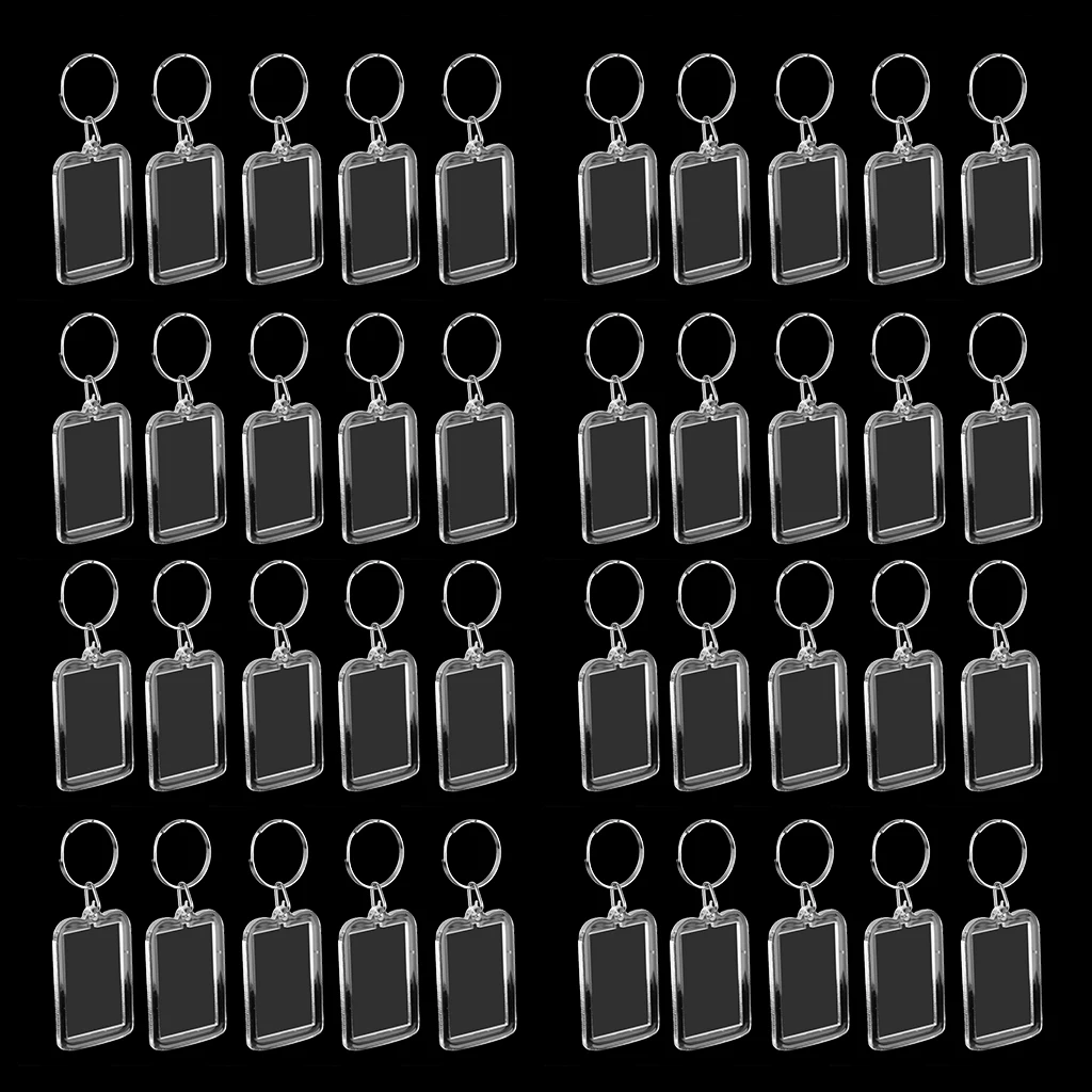 

40pcs Acrylic Photo Keychain Custom Frames Insert Clear Blank DIY Picture Frames - 1.5 X 0.98