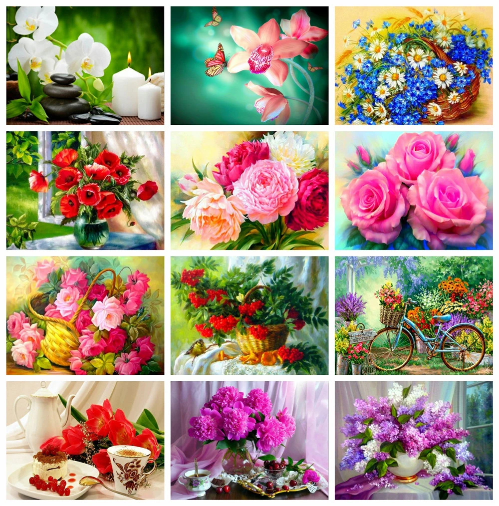 

Huacan Full Square Diamond Painting Rose 5D DIY Diamond Embroidery Flower Art Kits Handmade Gift