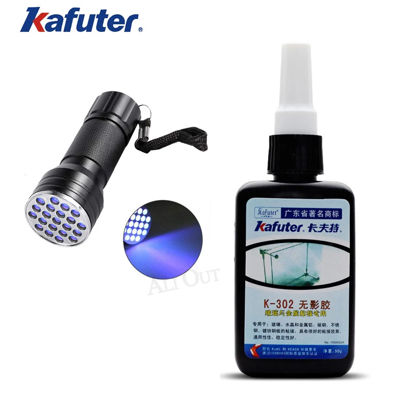 

Strong 50ml Kafuter UV Glue UV Curing Adhesive K-302+21 LED UV Flashlight UV Curing Adhesive Crystal Glass and Metal Bonding