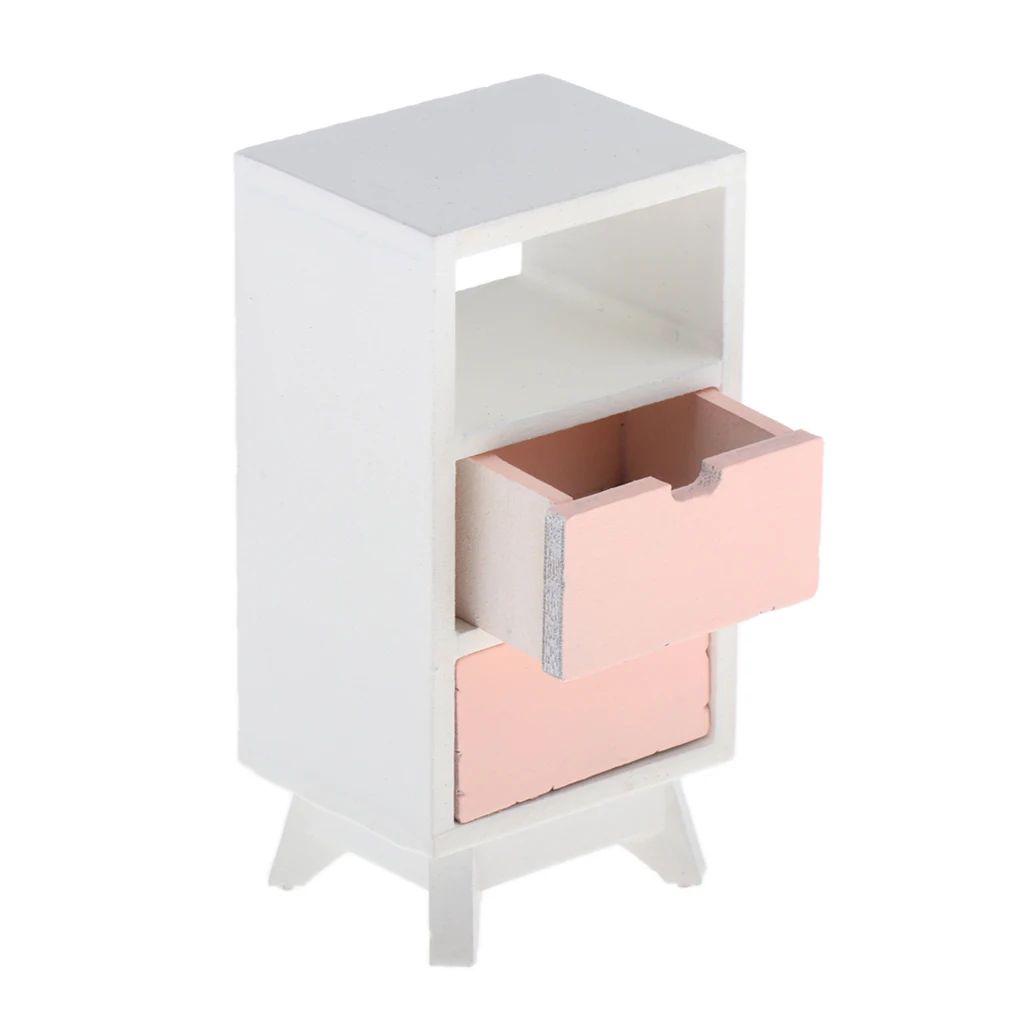 Аксессуары для кукольного домика в масштабе 1:12 белый и розовый деревянный шкаф