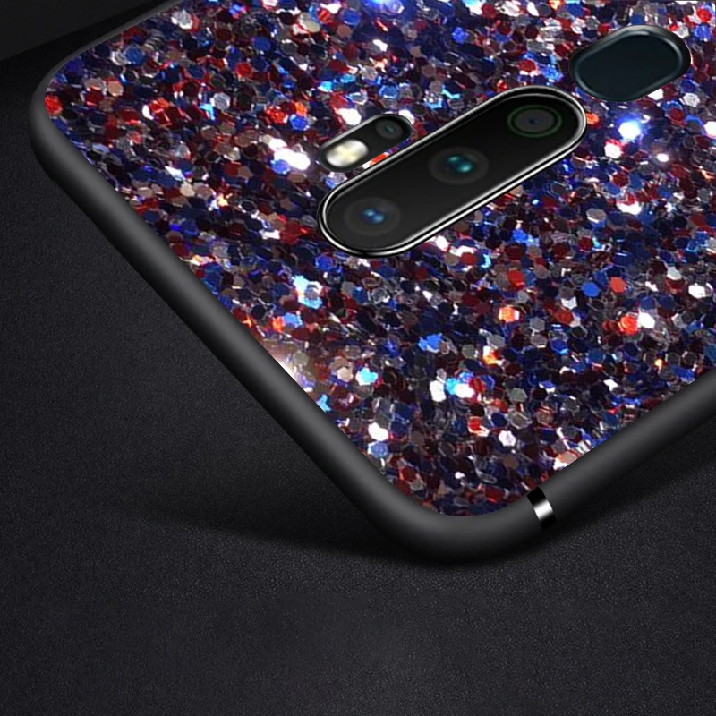 

Glitter Sand Stone for Motorola G9 G8 G E7 E6 One Play Marco Hyper Fusion Stylus Power Lite Edge Plus Black Phone Case