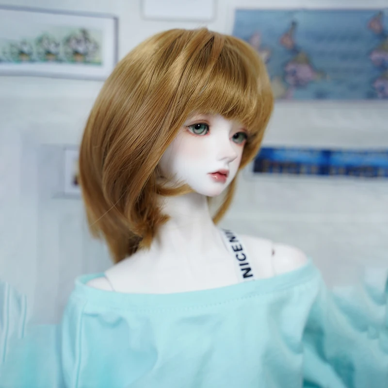 Bybrana 1/3 1/4 короткий Боб прямая девушка золотые волосы Bjd парик для кукол бесплатная
