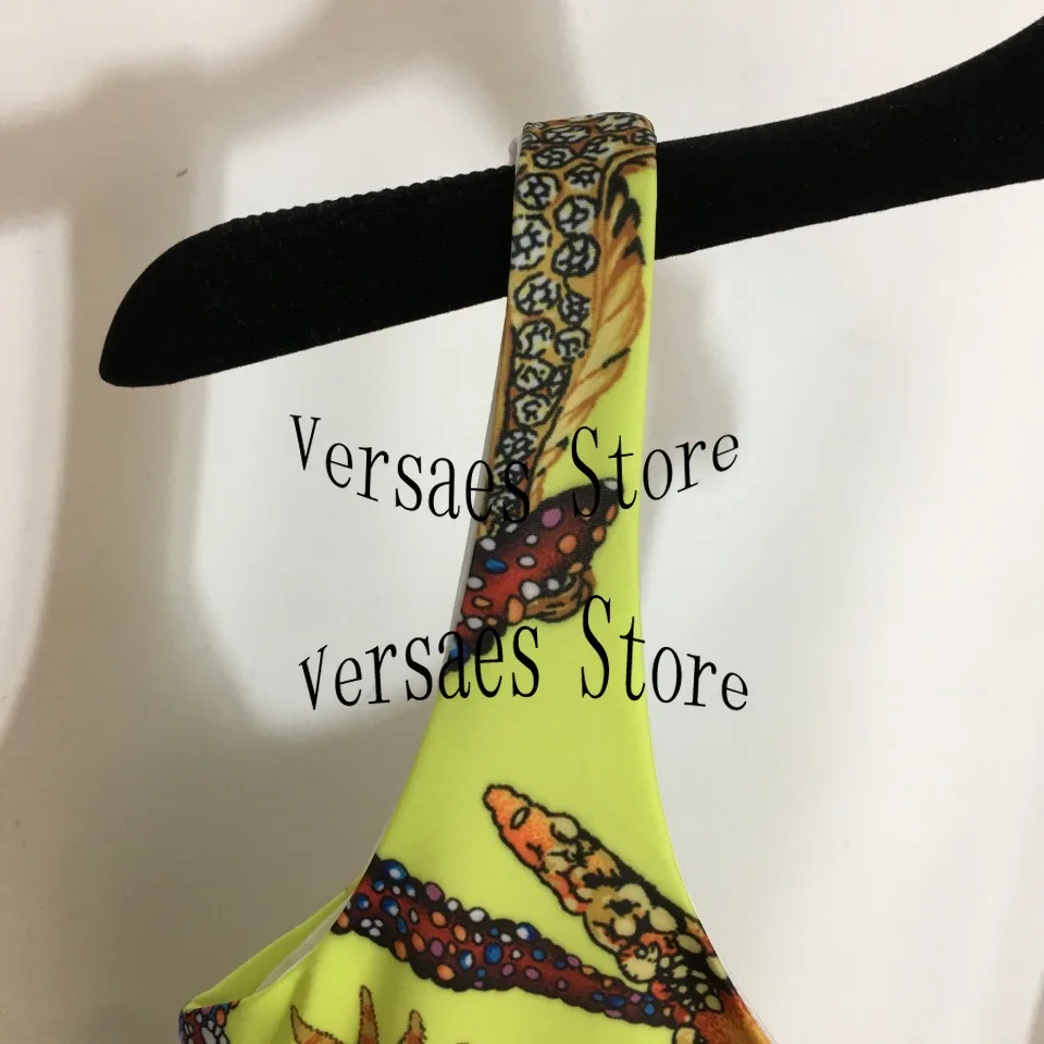 

2021 luxury brand starfish shell print women's one-piece dress sexy open back suspender bikini leisure beach one piece swimsuit