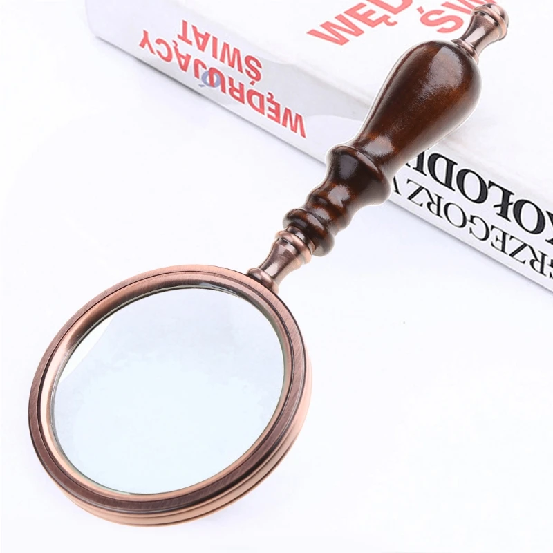 

B2RA Wood Handle Handheld Magnifier,10X Antique Handle Magnifier For Reading Antique Inspection, Coins, Insects, Rocks, Map